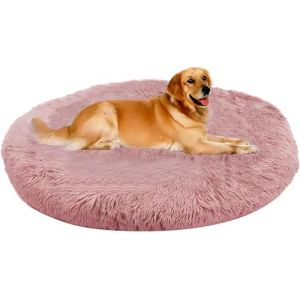 XXL Panier pour Chien Tissu Peluche,Lit Moelleux Rond pour Chien,XL Panier Chien Orthopedique,Coussin Anti Stress pour Chien Moyen Grand Taille,Lavable Tapis Chien XXXL,120cm (Lesong EU, neuf)