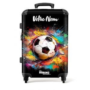 NoBoringSuitcases.com Valise Personnalisable, Valise Soute, Grande Valise, avec TSA, Valise Soute 23kg, Valise Enfant, Valise Grande, Valise Grande Taille (67cm - 72L), (Ballon de Foot - Multicolore) (NoBoringSuitcases, neuf)