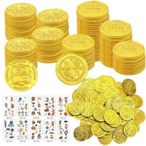 FSWWSF 100 Pièces d'or en Plastique, Pirate Pièces d'or Enfants, Anniversaires, Pochettes Surprise,Surprise de Pâques,pour Les Enfants ou Faveur de Fête (Tai Yuan Zhuo Long Mao Yi You Xian Gong Si, neuf)