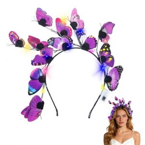 Serre Tete Papillon Femme, Serre-t&ecirc;te Papillon Bandeau Cheveux Femme, Papillons Serre-t&ecirc;te &agrave; Cheveux Lumineux, pour Adulte Enfant P&acirc;ques Carnaval Halloween Anniversaires F&ecirc;tes Cosplay (MARITIME NATURALS LTD, neuf)