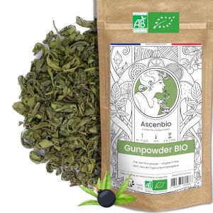 Ascenbio ✿ Th&eacute; Vert Gunpowder BIO ✿ 180g vrac ✿ Pr&eacute;par&eacute; et conditionn&eacute; en France ✿ Emballage biod&eacute;gradable (Ascenbio, neuf)