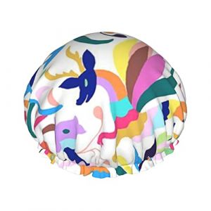 Mexicain Otomi Animaux Imprimer Bonnet De Douche Pour Femmes Réutilisable Double Couche Tissu Bonnets De Douche Filles Cheveux Bonnets (hefeijiapan, neuf)