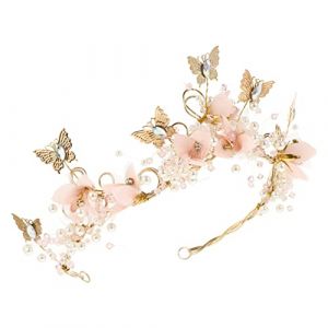 NOLITOY diadème pour enfants reine de la mariée future mariée bandeau de mariée tiare diadème d'or couronne princesse couronne de princesse Couronne en alliage charmante couronne de mariée (M.Meteorite, neuf)