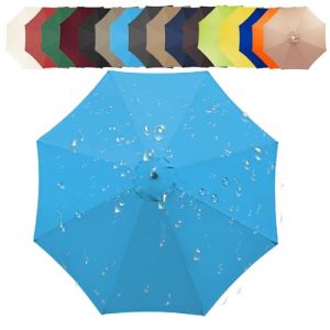 Toile De Rechange pour Parasol 200/250/270/300/350 CM + 6/8 Baleines Toile De Parasol Déporté, Auvent De Rechange pour Parasol De Terrasse(Lake Blue,8 Ribs: 300CM/9.8FT) (昌海商贸, neuf)