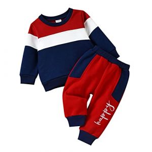 Dazzerake Ensemble Bébé Garçon Fille Tenue Garçon Fille Manches Longues Tenue de Sport Vêtement Bébé 3-24 Mois Sweat + Pantalon (6-9 mois, Rouge) (gaokana, neuf)