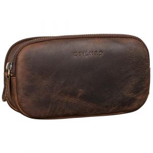 STILORD 'Mike' Plumier Cuir Vintage Trousse Scolaire idéal comme Pochette pour Travail École Organiseur Crayons Étui Lunettes en Cuir Véritable, Couleur:Soria - Marron (STILORD Cuir, neuf)