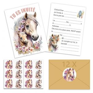 Randomgo 12x &Eacute;quitation Invitation Anniversaire Garcon en Fran&ccedil;ais avec Enveloppes, &Eacute;quitation Carte Invitation Anniversaire &agrave; Th&egrave;me, Cartes d'Invitation de F&ecirc;te pour Anniversaire (A6) (A) (YueyueParty, neuf)