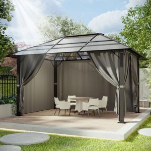 Devoko Tonnelle de Jardin 3x4 Imperméable et Stable, Tonnelle de Jardin Exterieur en Aluminium, Gloriette avec Toit Fixe Résistant aux UV, Hardtop Pavillon Convient pour Les Scènes Extérieures, Gris (Mainwin Store, neuf)