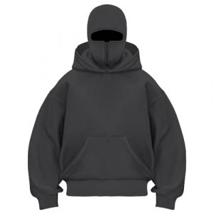 G&eacute;n&eacute;rique Sweat &agrave; Capuche Homme Hoodie Zipp&eacute; Veste Double Capuche Sweat Demi-Zip Poche Kangourou Veste Moto Masque Anti-Vent pour Sports de Plein Air V&eacute;lo Hoodie Cagoule Chaude Pull Polaire Hiver (TUSEULOC, neuf)