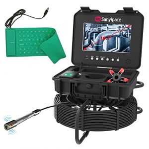 Caméra d'inspection Canalisation 512hz, Endoscope Canalisation 100m avec Autonivelante, HD Caméra d'égout avec Compteur Mètre, Camera pour Tuyau PVC avec Microphone et Clavier USB, Camera de Drainage (Sanyipace Direct Store, neuf)