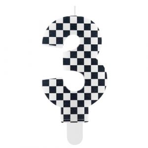 Bougie Anniversaire 3 ans, Voiture Decoration Plaid noir et Blanc Gateau Anniversaire, Deco Gateau Anniversaire Bougies Originales pour Enfant (CHENHANGMAOYI, neuf)
