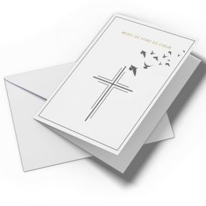 Lot de 25 cartes Remerciement de deuil | Cartes pliantes & enveloppes | Carte de deuil avec texte intérieur, cartes remerciements décès modernes | (Croix - 25 pièces) (Briefzauber, neuf)