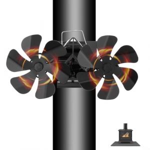 Ventilateur de po&ecirc;le de chemin&eacute;e 12 lames, double moteur aliment&eacute; par la chaleur, Ventilateur Poele &agrave; Bois fixe sur tuyau Ventilateur Silencieux, ventilateur de po&ecirc;le &agrave; bois &eacute;cologique/gaz/granul&eacute;s (EasyByMall, neuf)
