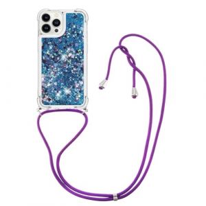 GoodcAcy Compatible avec Samsung Galaxy Note9 avec Cordon, Collier Coque Glitter Transparent Paillettes Etui TPU Bumper Silicone Case avec Cha&icirc;ne Lani&egrave;re Housse pour Smartphone Lanyard Case,Bleu (TENGLAN, neuf)