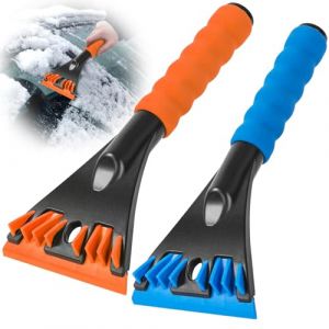 Oziral Pack de 2 Grattoirs &agrave; Glace pour Voiture - Bleu et Orange - Poign&eacute;e Ergonomique, Lame Large et S&eacute;curis&eacute;e - D&eacute;givreur et Gratte Vitre Efficace - Accessoire Auto Hiver Essentiel (shenshanuk, neuf)
