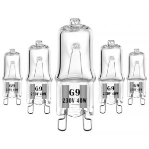VINBE Lampe halog&egrave;ne sp&eacute;ciale G9 40W pour lampe de four &agrave; micro-ondes et lampe de four ， Lampe halog&egrave;ne 230V tol&eacute;rant jusqu'&agrave; 300 degr&eacute;s C (lot de 5) (VINBE, neuf)