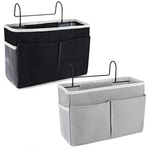 Poche de Lit 2 Pièces Organisateur de Chevet Sac Organiseur de rangement de lit à suspendre Imperméable Poche de Lit Organisateur pour Dortoir Lit Canapé Magazine Lunettes Livres Téléphone Revues (CARGO Products, neuf)