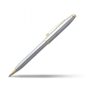 CROSS Century II Medalist - Stylo bille rechargeable - Avec attributs plaqués or 23 carats - En chrome poli - Écrin classique et recharge incluse (BigWhiteRabbit, neuf)
