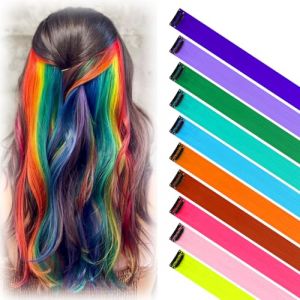 10 pi&egrave;ces extensions de cheveux &agrave; clipser, extensions de cheveux color&eacute;es &agrave; clipser, extensions de cheveux color&eacute;es de 22 pouces, extensions de cheveux &agrave; clipser pour enfants, filles et femmes (GIKPAX FR, neuf)