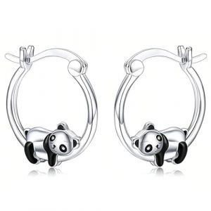 VisageVitalit Boucles d'oreilles Panda pour Filles, Boucles d'oreilles Petite Creoles Animaux Hypoallerg&eacute;niques Mignon, Panda Bijoux Cadeau d'Anniversaire (liuchao123, neuf)