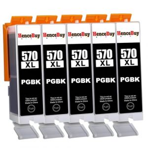 HenceBuy PGI 570 PGBK Cartouches d'encre compatibles pour Canon PGI-570 BK ou Pixma MG5750 MG5751 MG6850 MG7750 TS5050 TS5055 TS6050 TS8050 TS9050 TS9055 Imprimante (5 Noirs) (Dunchi-EU, neuf)