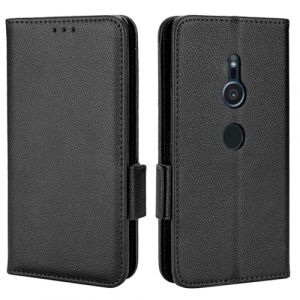 XFDSFDL&reg; &Eacute;tui pour Sony Xperia XZ2 H8216/ H8266 (5,7 Pouces) PU Cuir Housse Flip Coque Litchi Motif avec Support et Magn&eacute;tique Boucle Lat&eacute;rale Portefeuille Shell de Protection Noir (LingDan, neuf)