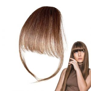 Frange de cheveux humains &agrave; clipser &ndash; Frange de cheveux humains &agrave; clipser &ndash; Extensions de cheveux &agrave; clipser pour femme &ndash; Frange incurv&eacute;e pour un usage quotidien (spraiy, neuf)