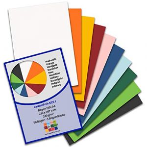 50x A4 Carton-carte - couleur: mix-1-210 x 297 mm - 240 g/m² - Papier tonique Carton photo Papier de bricolage Carton d'argile - FarbenFroh by GUSTAV NEUSER (GUSTAV NEUSER GmbH, neuf)