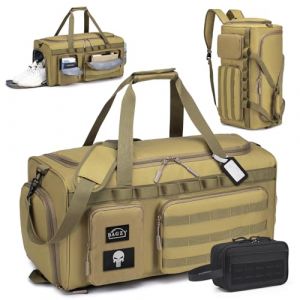 BAGZY Sac de Sport Homme 55L Sac de Voyage Tactique Militaire Sacs Equitation Imperm&eacute;ables avec Compartiment &agrave; Chaussures pour Sport Fitness Voyage Weekender Camping avec Trousse de Toilette Kaki (BAGZY, neuf)