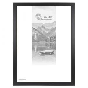 CLAMARO Cadre photo « Collage » fabriqué à la main, 80 x 140 cm, noir mat, cadre photo en bois MDF rectangulaire, moderne, avec verre acrylique, paroi arrière et crochet de suspension (format paysage (Clamaro, neuf)