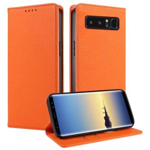 FERLAN Coque pour Samsung Galaxy Note 8,Etui Fente pour Cartes [RFID Blocage] Housse Cuir Véritable Support Portefeuille Protection Coque avec Samsung Galaxy Note 8 - Orange (BiBoDan, neuf)