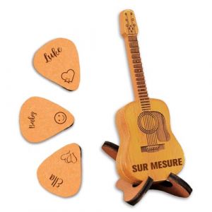 Etui &agrave; plectres de Guitare personnalis&eacute; avec Nom Texte Porte plectre de Guitare Portable Bo&icirc;Te &agrave; M&eacute;Diators En Bois Pour Acoustique pour Guitariste et Ukul&eacute;l&eacute; (&Eacute;tui &agrave; M&eacute;diators en Bois) (QSZ Store, neuf)