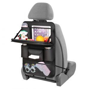 URAQT Organisateur Si&egrave;ge de Voiture, 1PCS Organisateur Voiture Enfant avec Plateau pour Tablette Transparent, Cuir PU Imperm&eacute;abl Protection Siege Auto Enfant, 8 Poches Multifonction Bo&icirc;te (HAPPYSALLER, neuf)