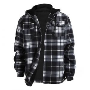 G&eacute;n&eacute;rique Veste en Franelle avec Doublure &Eacute;paisse &agrave; Carreaux avec Fermeture &Eacute;clair Chemise de B&ucirc;cheron pour Homme Sweat-shirt d'Hiver avec Poche sur la Poitrine Veste Chemise pour Homme, Noir , XXXXL (H2621Lyuqin, neuf)