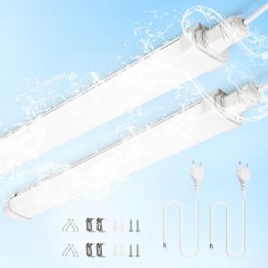 BrightFly Reglette LED 60cm(2 pièces), IP65 Neon LED avec prise européenne1660lm, Tube LED super brillante 6500K, idéale pour Garage, Cave, Atelier,Plafond, Bureau, Hangar, Cuisine (SUN DELIGHT, neuf)