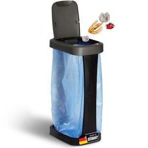 Novaliv Support de sac poubelle avec couvercle pour sacs poubelle de 70 à 120 l, extra robuste et stable, convient pour l'extérieur, support de sac jaune, support de sac poubelle (AMP GmbH, neuf)