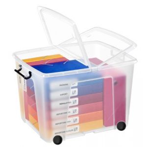 Strata by CEP Bo&icirc;te de Rangement 75 L + roulettes HW676 Cristal (ABuro, neuf)