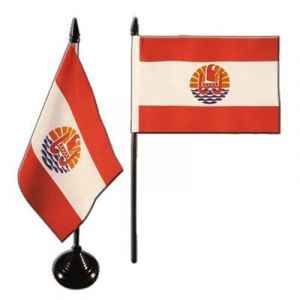 Digni&reg; Drapeau de Table France Polyn&eacute;sie fran&ccedil;aise, Mini Drapeau - 10 x 15 cm (Maison-Des-Drapeaux, neuf)