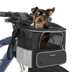 DAISTERN Panier V&eacute;lo Avant pour Chien Chat avec Support U &Phi;53mm, Sac Transport 4 en 1 jusqu'&agrave; 3KG, Fen&ecirc;tres de R&eacute;seau Respirantes, Si&egrave;ge Confortable Imperm&eacute;able Sac Bandouli&egrave;re/Si&egrave;ge d'Auto (IEDAU International GmbH, neuf)
