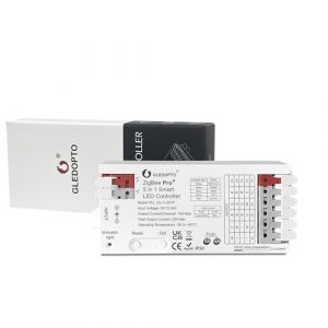 ZigBee 3.0 Pro+ Contrôleur LED intelligent 5 en 1, 2,4 GHz WiFi PWM LED Contrôleur 20 A Max DC12-24 V Compatible avec Alexa Google Home Smart Life Tuya Smart APP Control pour variateur CCT RGB RGBW (TANSHOP, neuf)
