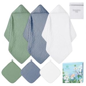 Cape De Bain Bebe - Serviette De Bain Bebe - Cap De Bain BéBé Ensemble De 6 PièCes Sortie De Bain Bebe - Cape De Bain Cadeau De Naissance Fille Et GarçOn - Drap Serviette De Bain Pour BéBé Nouveau Né (koo-dib baby, neuf)