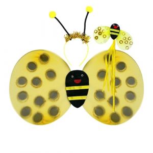 SSKHE 3 Pi&egrave;ces Kit D&eacute;guisement Abeille pour Enfants &ndash; Bandeau, Ailes d&rsquo;Abeille & Baguette Magique &ndash; Id&eacute;al pour Halloween, Carnaval et Jeux de R&ocirc;le (6-8 Ans) (SSKHE, neuf)