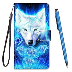 Toucasa Coque pour Galaxy S9 Plus,Housse Galaxy S9 Plus,Coque Cuir PU Portefeuille &agrave; Aimant Colourful Coque Rabat Portefeuille [Cr&eacute;atif Peint] &Eacute;tui pour Samsung Galaxy S9 Plus (Blu-Ray Wolf) (Mltour-EU, neuf)
