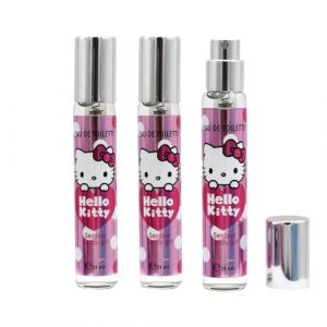 Take Care | Eau de toilette Hello Kitty | Parfum frais & f&eacute;minin aux notes de cassis & de vanille | Format pratique pour le sac &agrave; main | +90% d'ingr&eacute;dients naturels | Vegan | Lot de 3x 21ml (Cosmeco, neuf)