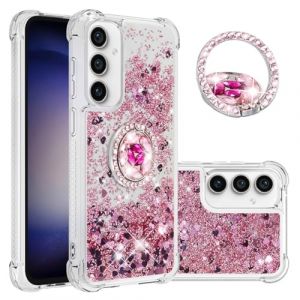IMEIKONST Coque pour Samsung Galaxy S23 FE &Eacute;tui avec Support, Paillette Strass Liquide Bling Glitter Cristal Transparente Antichoc TPU Silicone Bumper Housse pour Samsung S23 FE. Love Rose YBZ (IMEIKONST, neuf)