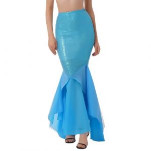 ranrann Costume Sir&egrave;ne Femme Jupe Queue de Sir&egrave;ne D&eacute;guisement Sir&egrave;ne Adulte Jupe Costume Carnaval Halloween S-4XL Bleu S (ranraneu, neuf)