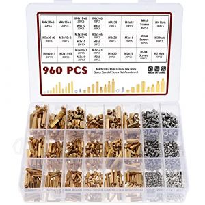 Knpwer 960 Pcs Laiton Hex Colonne Entretoise Entretoise &Eacute;crou,M2 M3 M4 Brass Spacer Noix Hexagonales,Entretoises Hexagonales (YUSHENGUK, neuf)