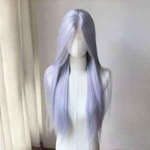 Perruques Lace Front Wig transparentes HD 30 pouces, 13x4, perruques lisses gris violet, perruque d'aspect naturel for un usage quotidien, Cosplay (LEDUODUO, neuf)