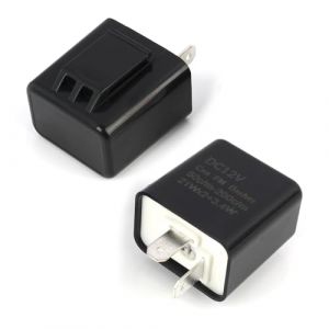 2 Pièces Centrale Clignotante DC 12V pour Moto, Relais Clignotant LED Moto Universel, 2 Broches, Fréquence Réglable, Boîtier Ignifuge, Relais 12V Compatible LED, Centrale Clignotant LED Moto (QianGeShengXin, neuf)
