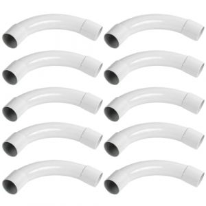Lot de 10 coudes à 90 degrés pour tuyaux électriques avec manchon en PVC, pour chemins de câbles muraux, pour l'irrigation agricole, le drainage,la construction et les poteaux électriques,16 mm,blanc. (ANETTEE GLOBALISS, neuf)
